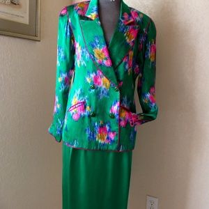 Carlisle Emerald Silk Lined Jacket Skirt Suit